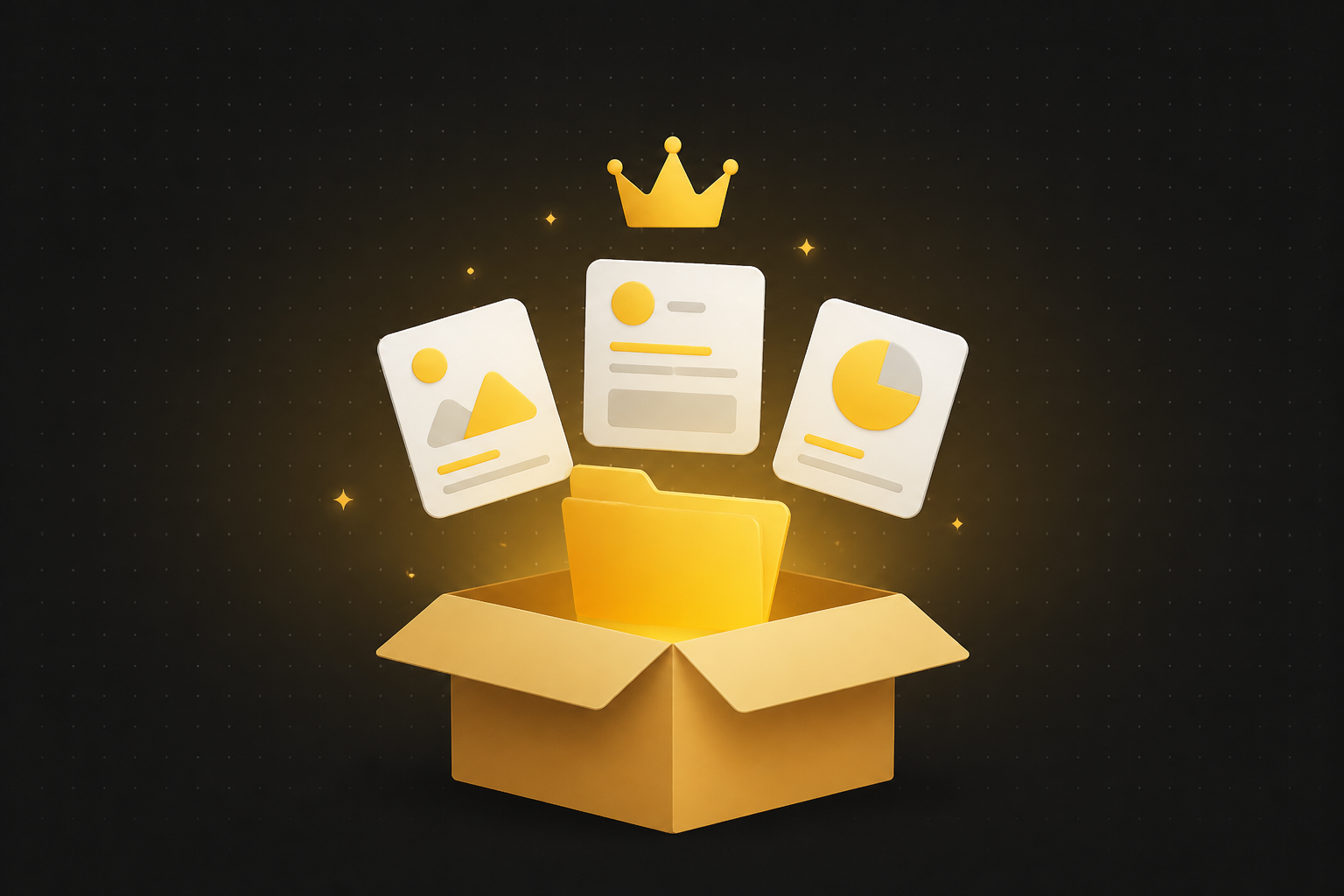 Illustration: Paket mit Ordner und Karten