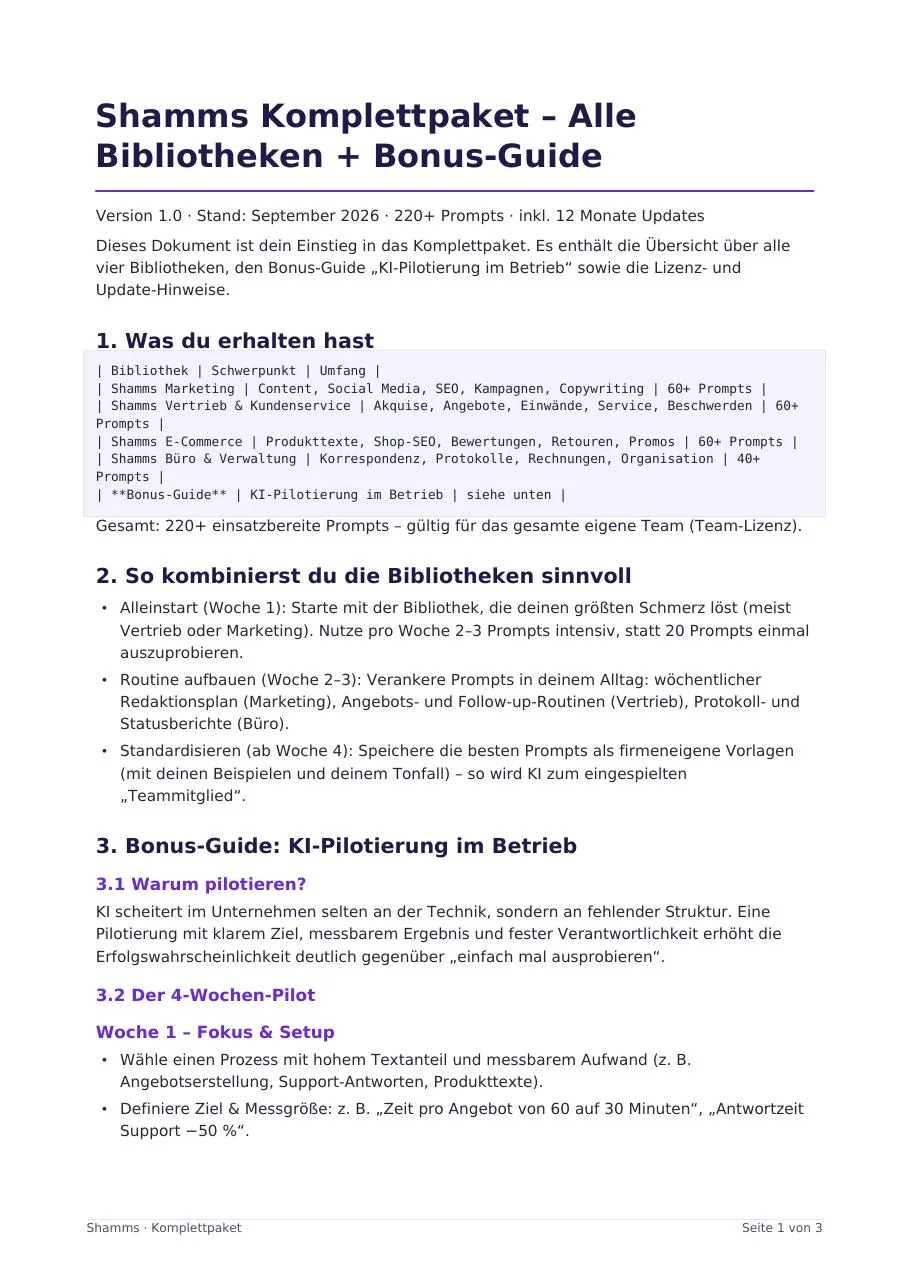 Shamms – Komplettpaket – mit Premium