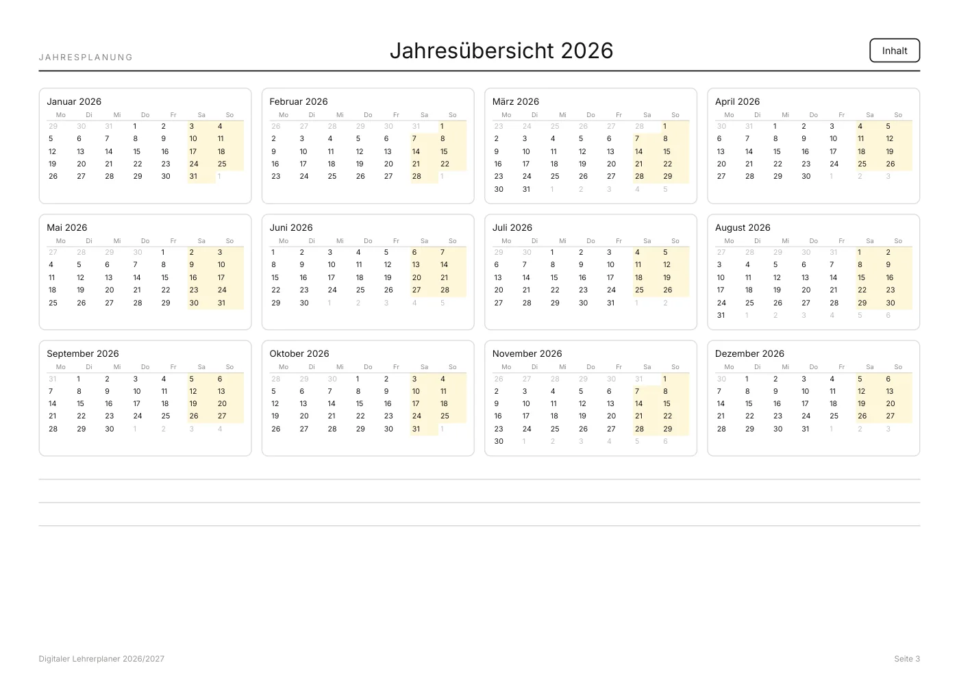 Vorschau aus Digitaler Lehrerplaner 2026/2027