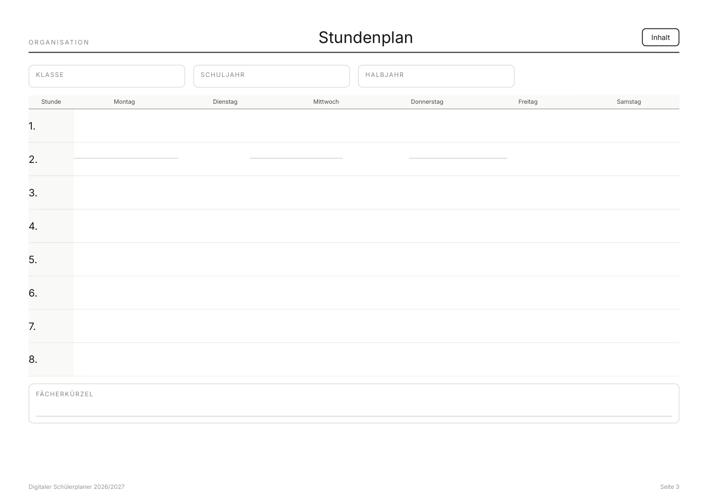 Vorschau aus Digitaler Schülerplaner 2026/2027